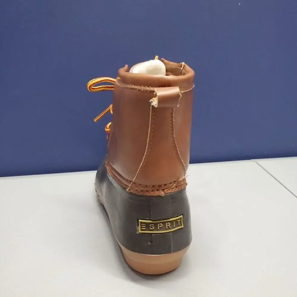Espirit Wilma Duck Boots Womens Size 6 Black Brown Synthetic Lace Up E18WIA30